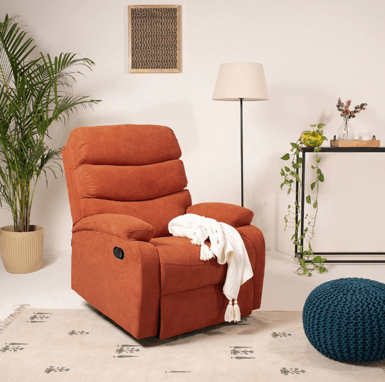 Abiza 1 Seater Rotation Manual Recliner - Rust Finish