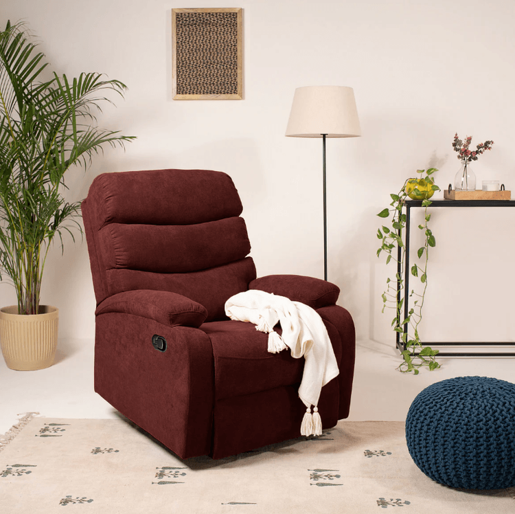Abiza 1 Seater Rotation Manual Recliner - Maroon Finish