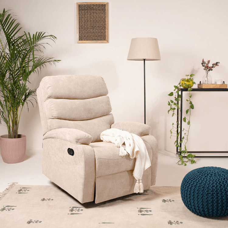 Abiza 1 Seater Rotation Manual Recliner - Cream Finish