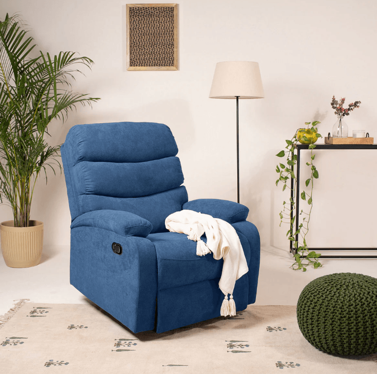 Abiza 1 Seater Rotation Manual Recliner - Blue Finish