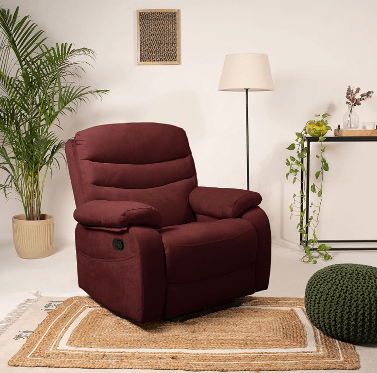Vivo 1 Seater Rotation Manual Recliner - Maroon Finish