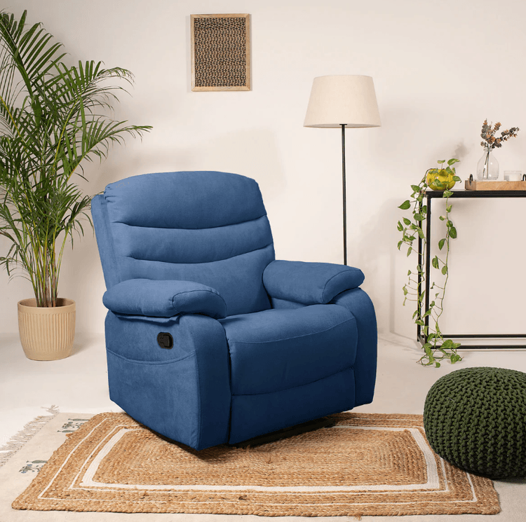 Vivo 1 Seater Rotation Manual Recliner - Blue Finish
