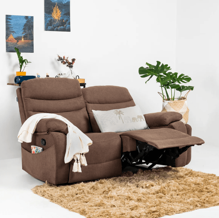Vivo 2 Seater Manual Recliner - Oak Finish