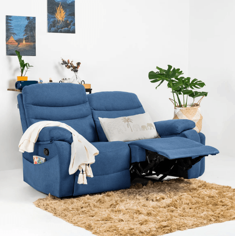 Vivo 2 Seater Manual Recliner - Blue Finish
