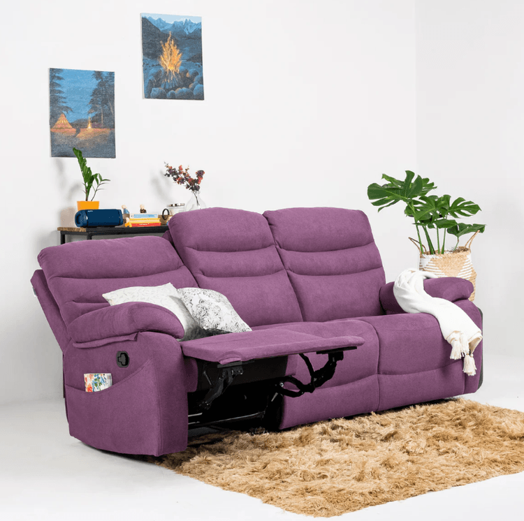 Vivo 3 Seater Manual Recliner - Purple Finish