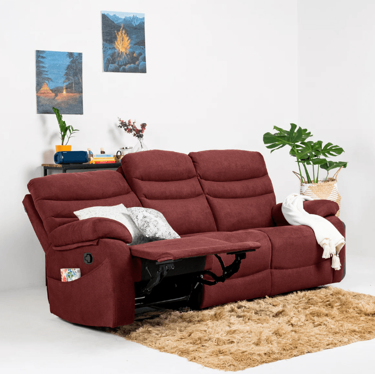 Vivo 3 Seater Manual Recliner - Maroon Finish