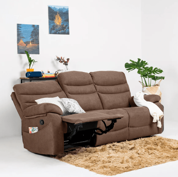 Vivo 3 Seater Manual Recliner - Oak Finish