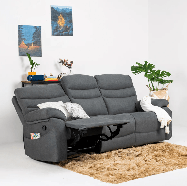 Vivo 3 Seater Manual Recliner - Ash Finish