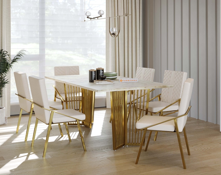 Barolo Australian Onyx Top 6 Seater Dining Table and Gala Dining Chair Set