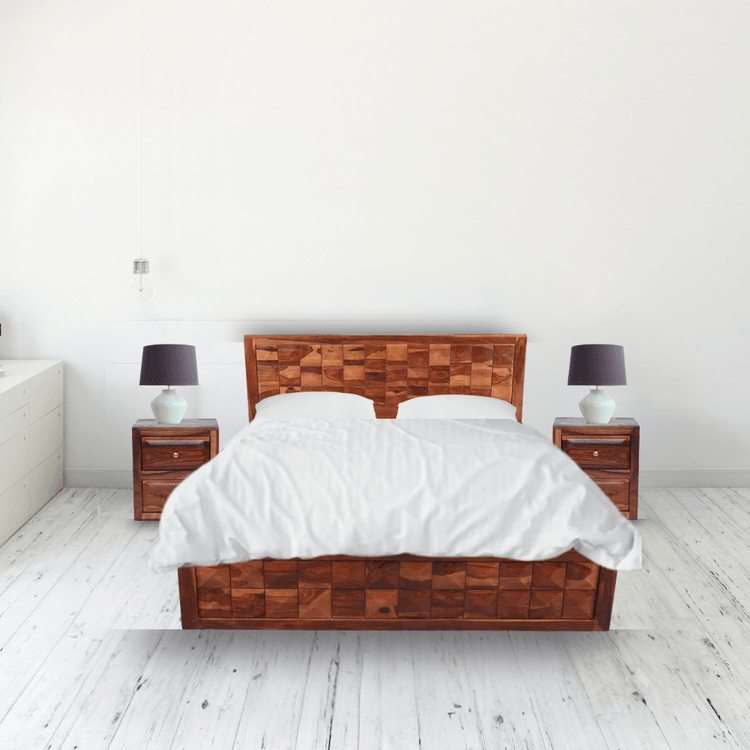 Nova Sheesham Queen Size Bed - Box storage