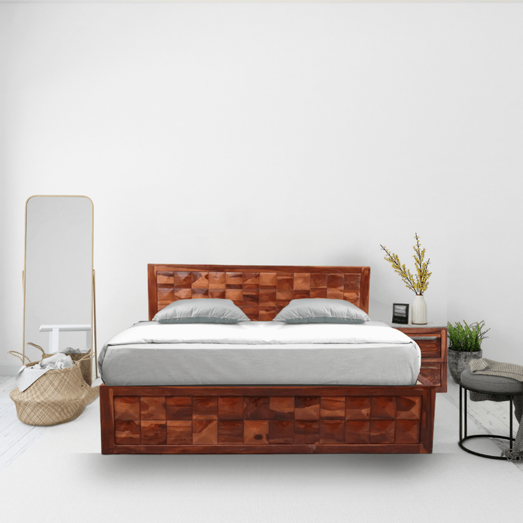Nova Sheesham King Size Bed - Box Storage