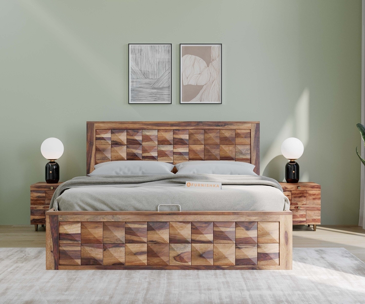 Nova Sheesham King Size Bed with Hydraulic Storage